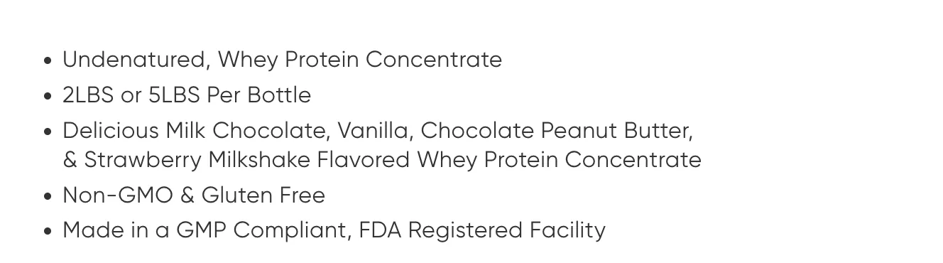 Nutricost Whey Protein benefit bullet list