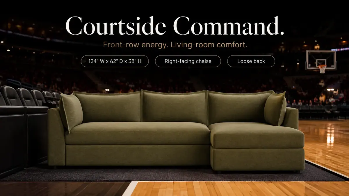Wilder Sleeper Sectional courtside at a basketball arena