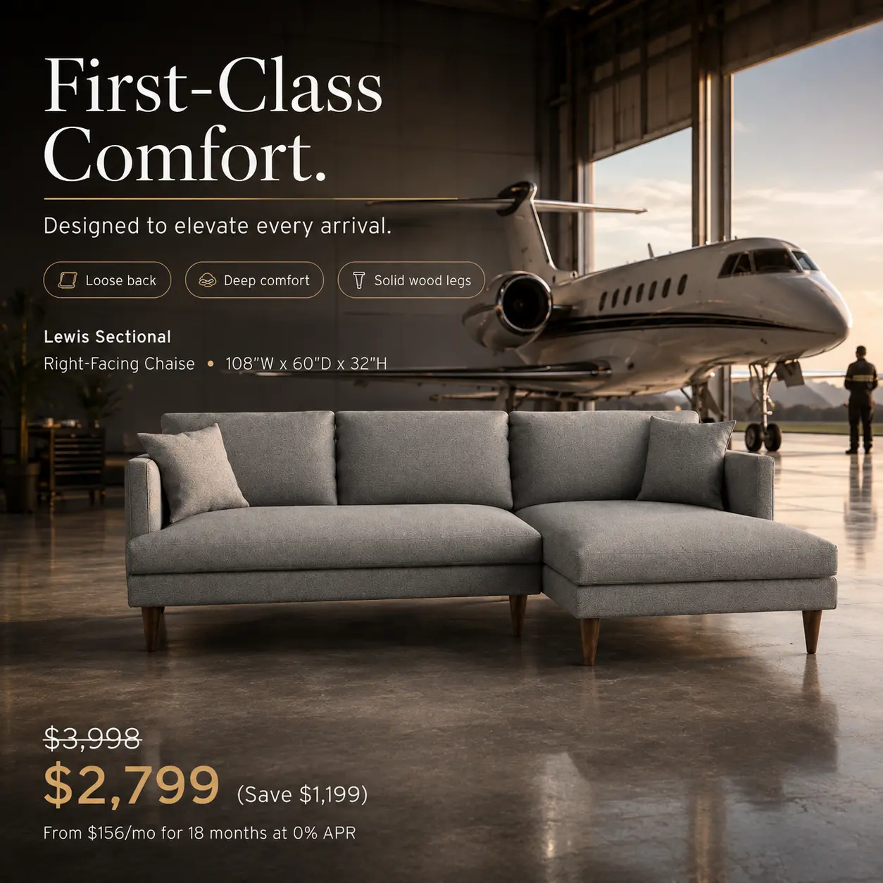 First-Class Comfort campaign, square format