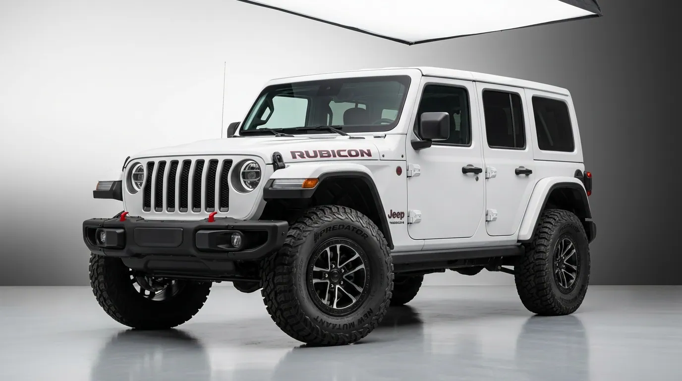 Jeep Wrangler Rubicon with Predator tires in studio
