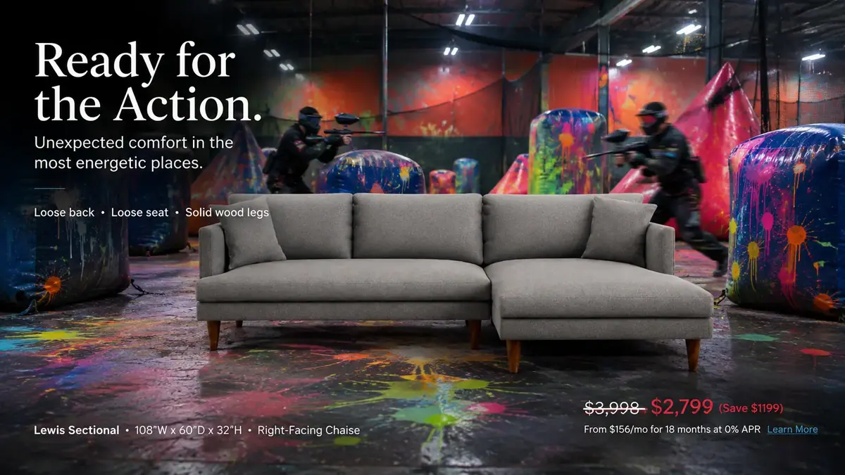 Lewis Sectional in a paintball arena