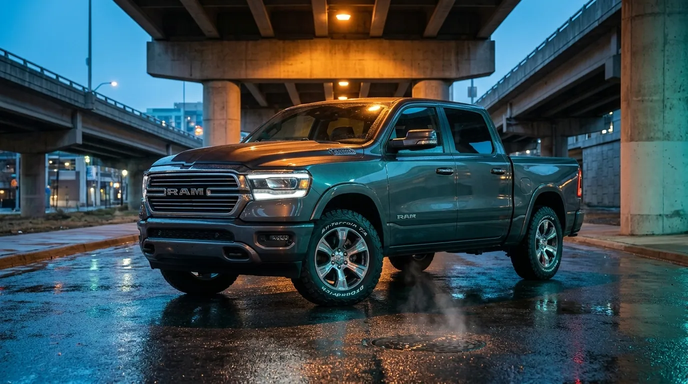 Ram 1500 with KO3 under city overpass