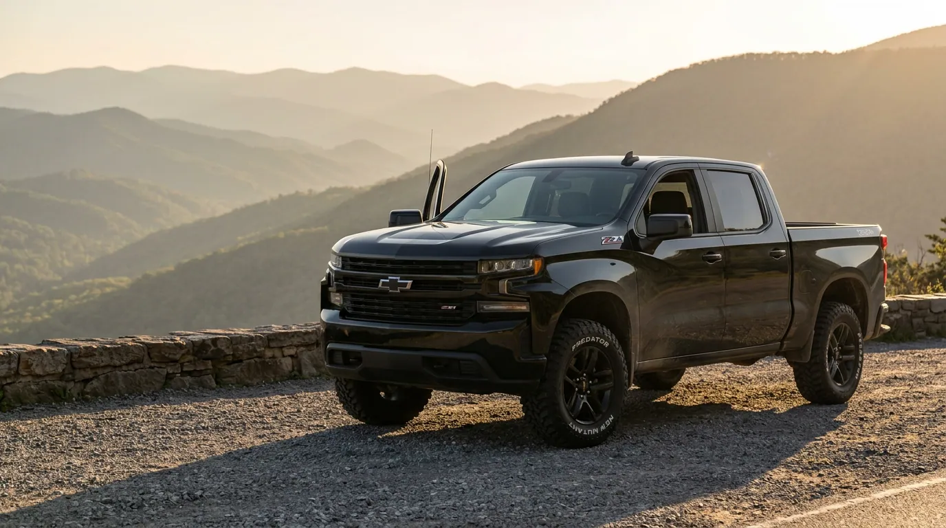 Silverado on mountain overlook