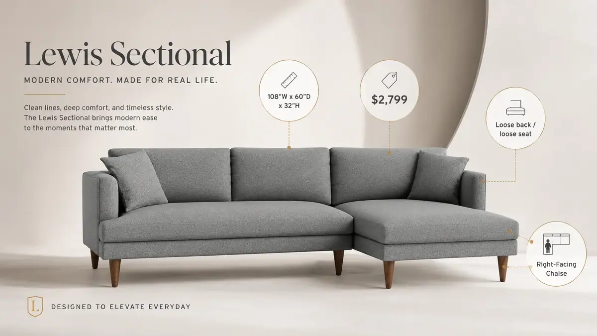 Lewis Sectional spec infographic