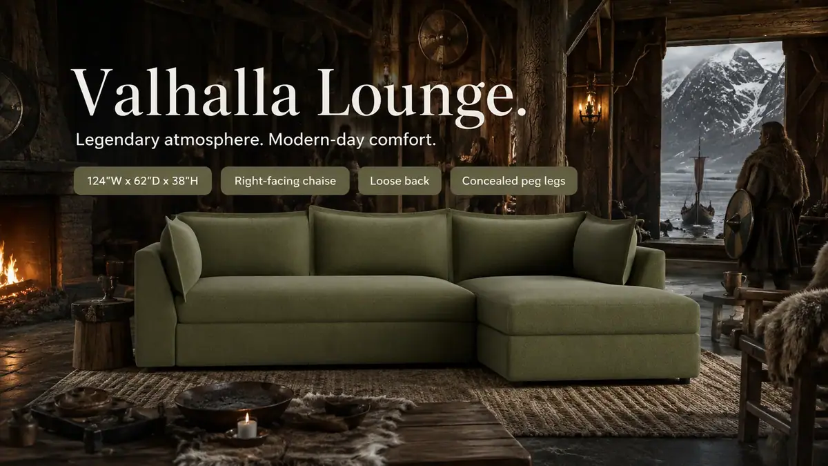 Wilder Sleeper Sectional in a Norse longhouse by the fire