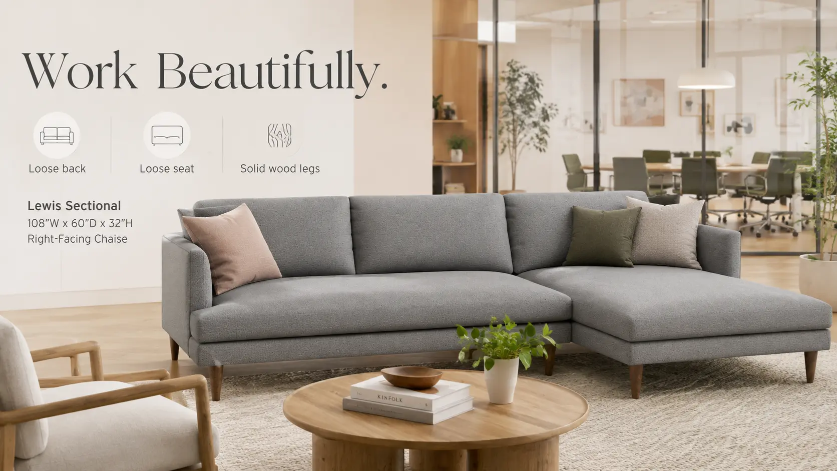 Lewis Sectional in a modern office breakout space